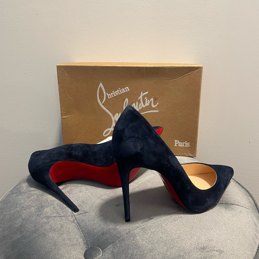 Brand New Christian Louboutin Navy Suede Heels